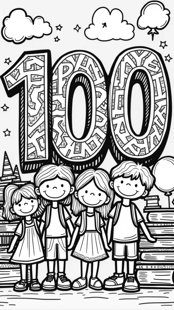 100 jours de coloriage d’école gratuitement